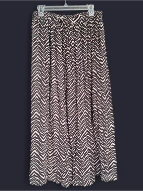Vintage Orvis Women's Zebra Print Rayon Maxi Skirt Boho Heritage India Size M